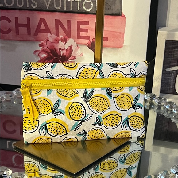 ipsy Handbags - ipsy Lemon Pattern Cosmetic Bag with Yellow Zipper